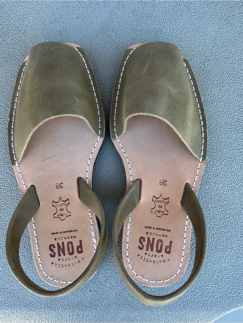 Pons Avarca Menorca Olive Green Leather Slingback Sandals - Women’s Size 8